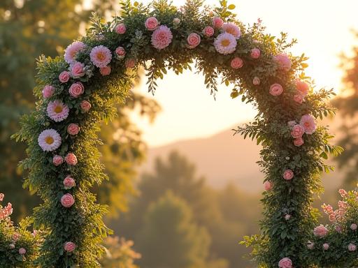花で飾られた結婚式のアーチ